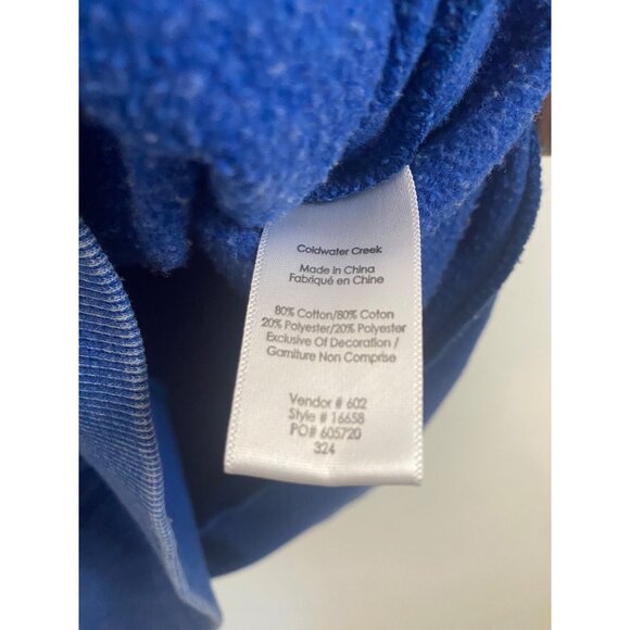 Coldwater Creek Blue Distressed Longline Sweatshirt With Pockets Size M - Picture 6 of 6